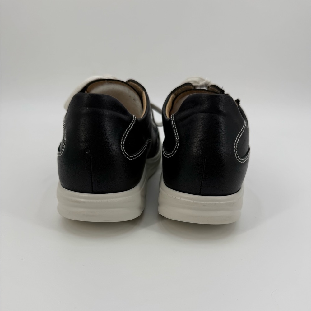 Finn Comfort Black Leather Sneakers Comfort Walking Shoes Lace-Up Perforated - Picture 14 of 16